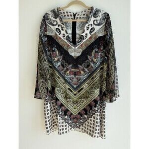 Alice & Olivia Zia Kaftan Dress-Sheer Sleeves-BOHO-Paisley-M